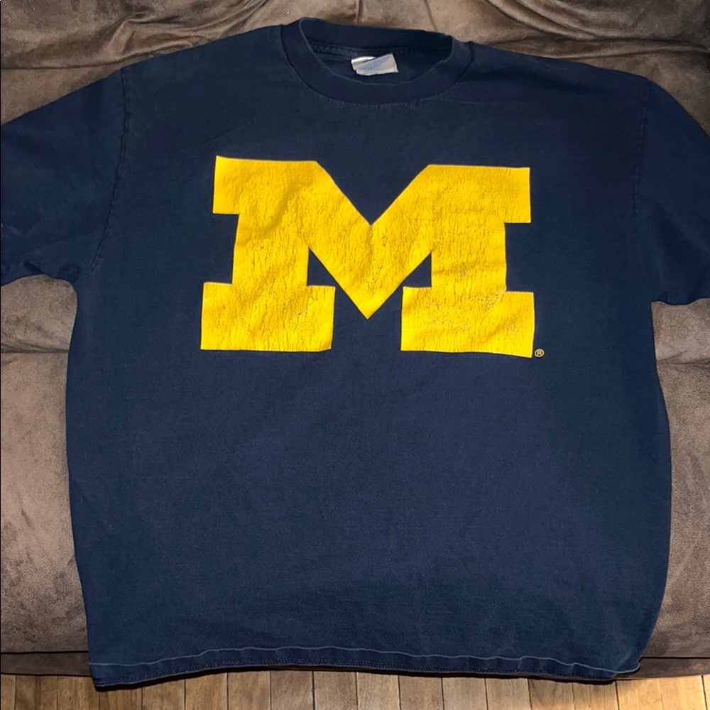 Michigan Navy Blue T-Shirt with Yellow M Logo